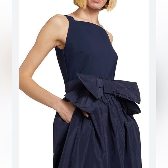 Chiara Boni La Petite Robe Harlee Bow Navy Blue Gown size 14 NWT $995 - Picture 2 of 6